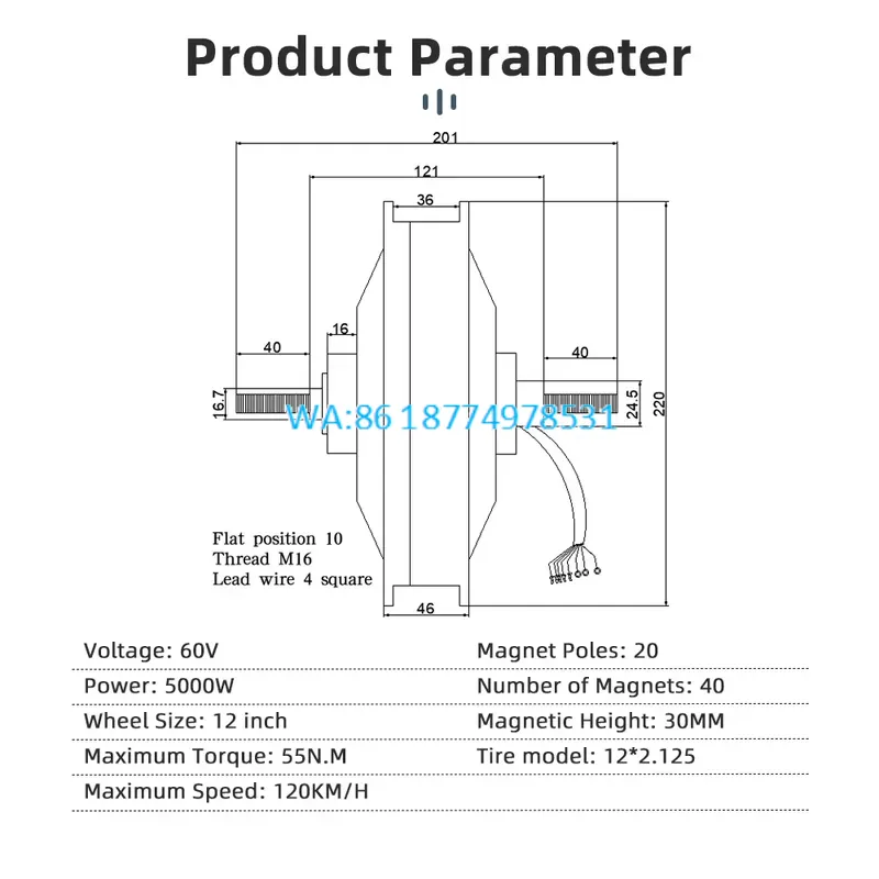 Wmwmnu for High Power 12 Inch  - 60V 5000W Brushless Hub Motor ulasan dan harga